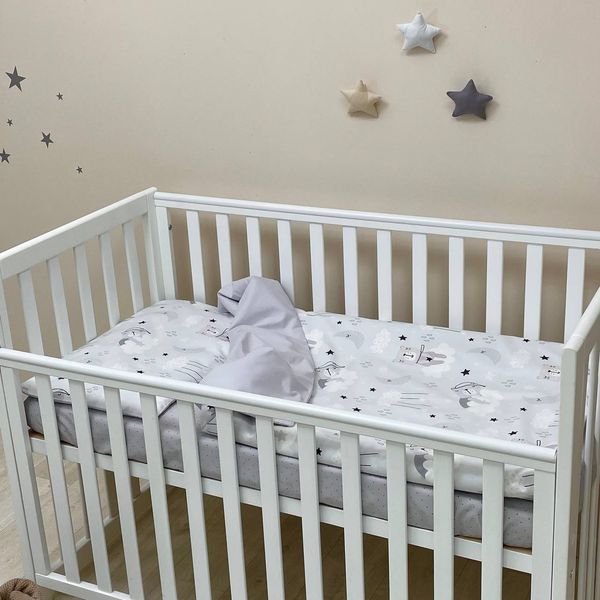 Сменное постельное белье в детскую кроватку Baby Dream Коты в облаках серый 0303419 фото